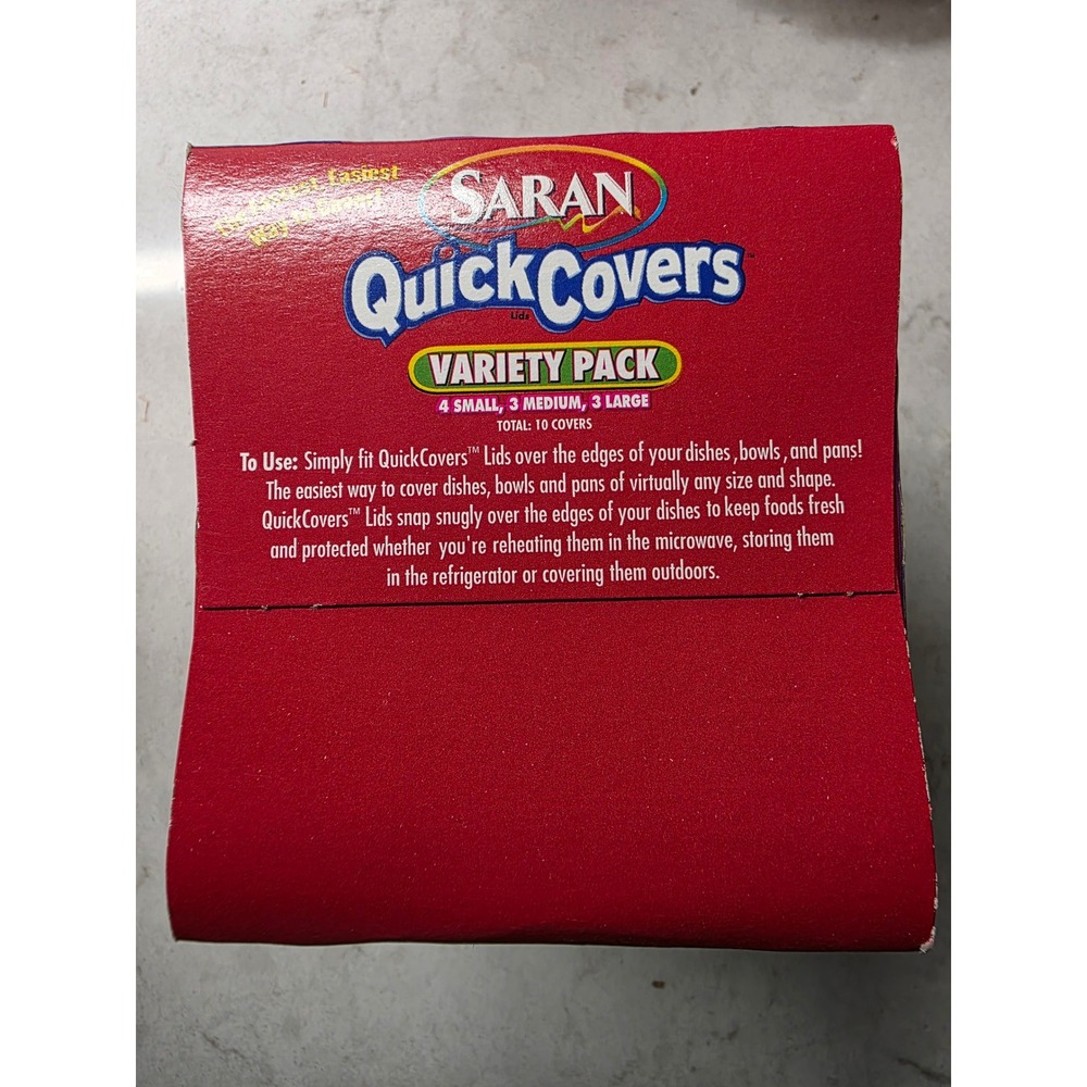 Vintage Saran Wrap Quick Covers Variety Pack 4 Small 3 Medium 3 Large NEW NOS - Picture 3 of 4